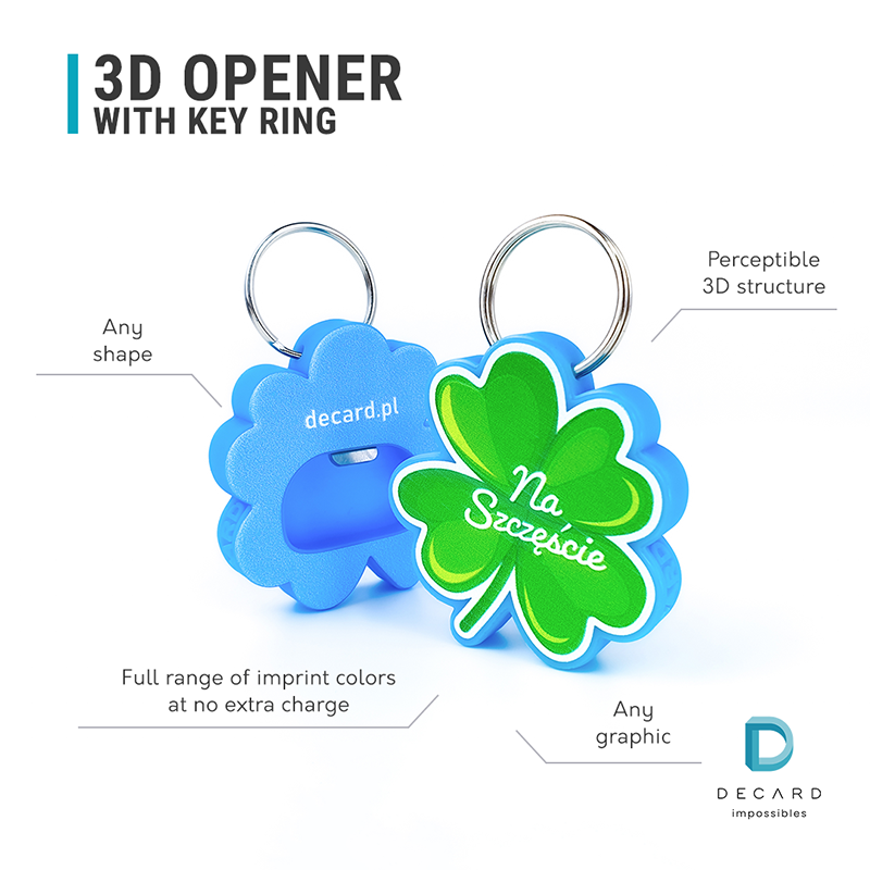 3D keyring opener personalized, Polish manufacturer DECARD