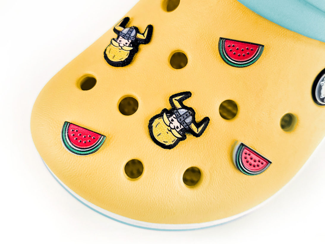 Crocs pins, personalized, any shape, color, any graphics, manufacturer DECARD