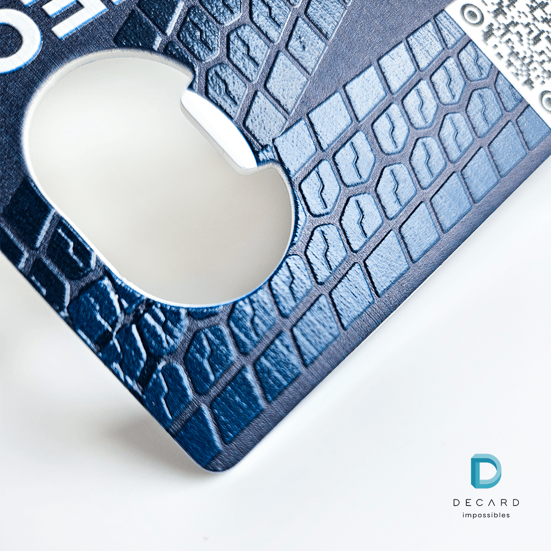 Beer opener card, metal, 3d printing, Polish manufacturer DECARD