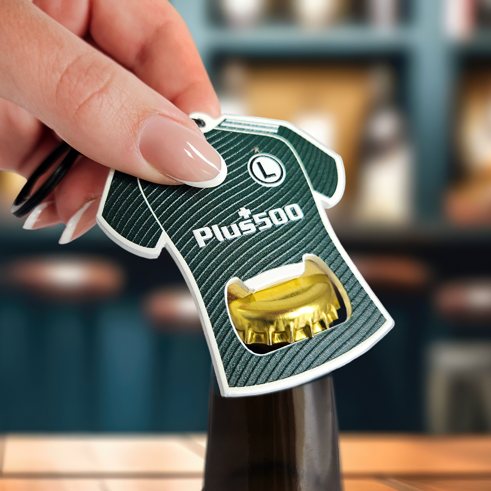 Metal key ring openers, with 3D texture, inner handle, for Legia Warsaw, Polish manufacturer DECARD