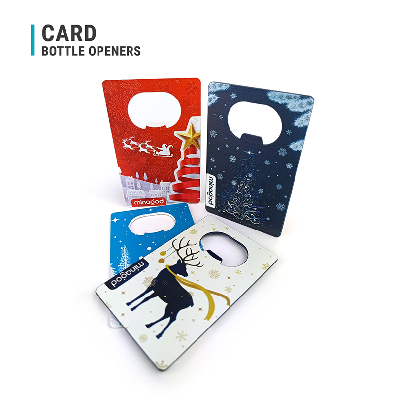 Christmas bottle openers, metal, cards, Polish manufacturer DECARD