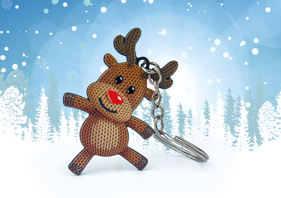 Christmas reindeer keychain, hard resin, Polish manufacturer of personalized gadgets DECARD