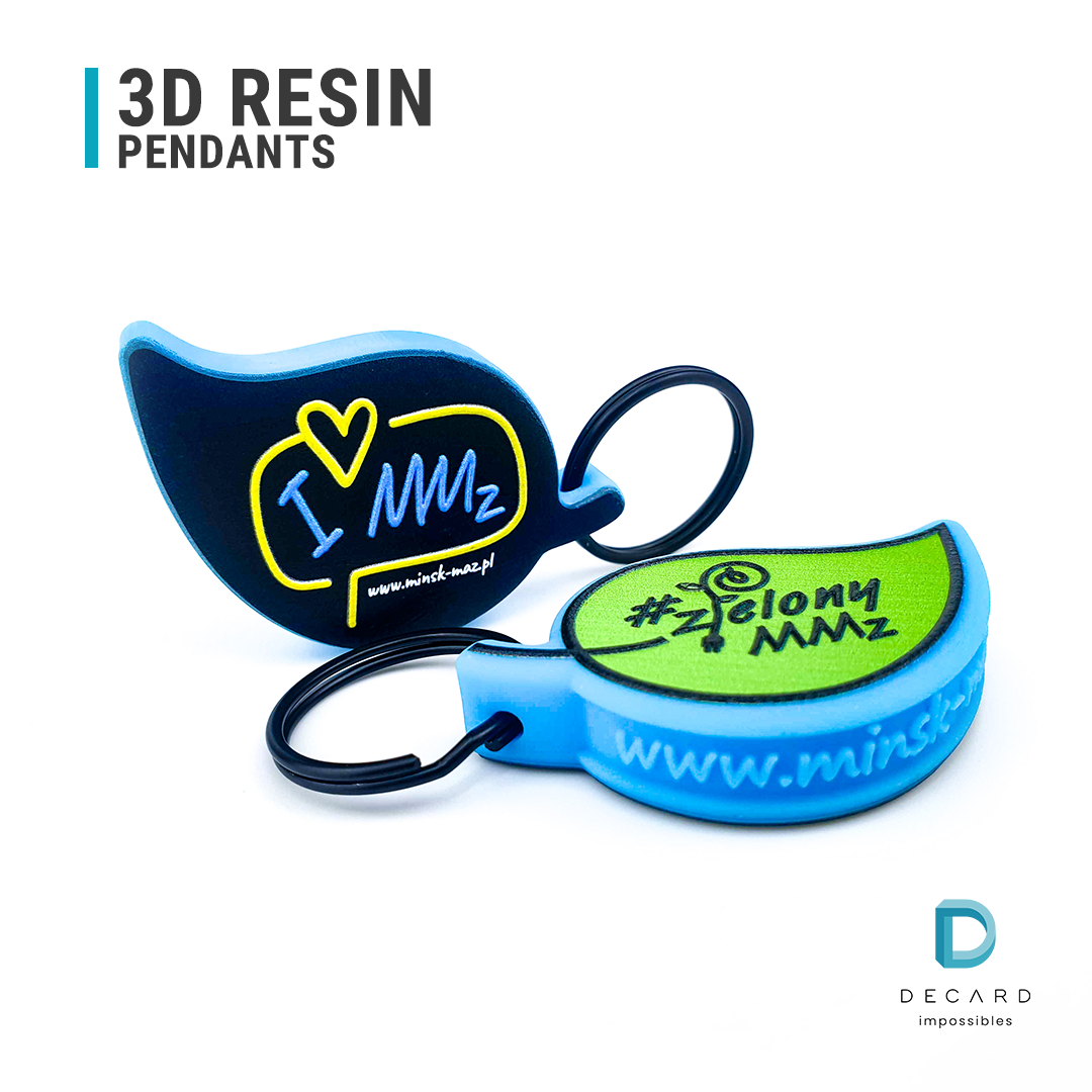 Original 3D keychains, personalized, colorful printing, vibrant colors, manufacturer DECARD