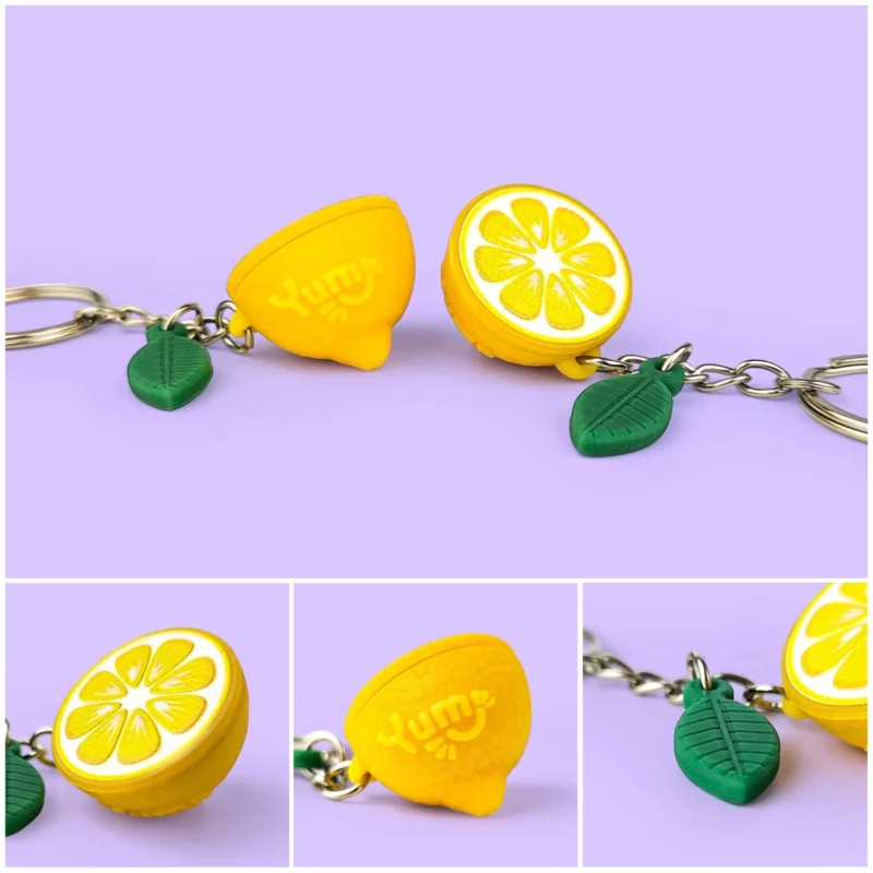 3D keychains, lemon shape, raised elements, Polish manufacturer DECARD