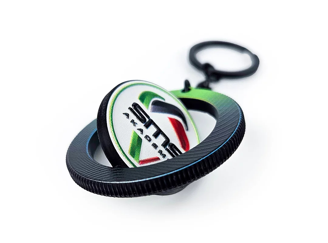 Rotary keychain, 3D texture, hard resin, Polish manufacturer DECARD