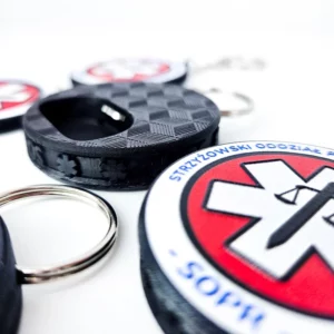 Rotating keychain, hard resin, manufacturer DECARD