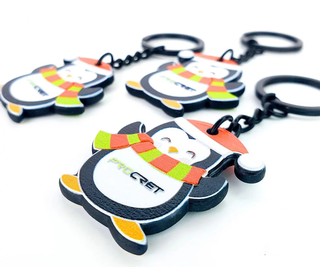 Christmas keychains, penguins, with raised 3D graphics, Polish manufacturer DECARD