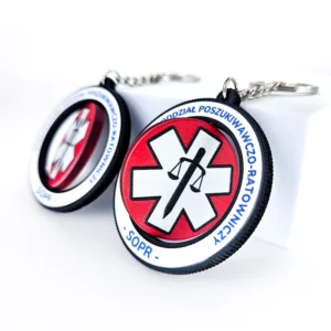Rotating keychain, hard resin, manufacturer DECARD