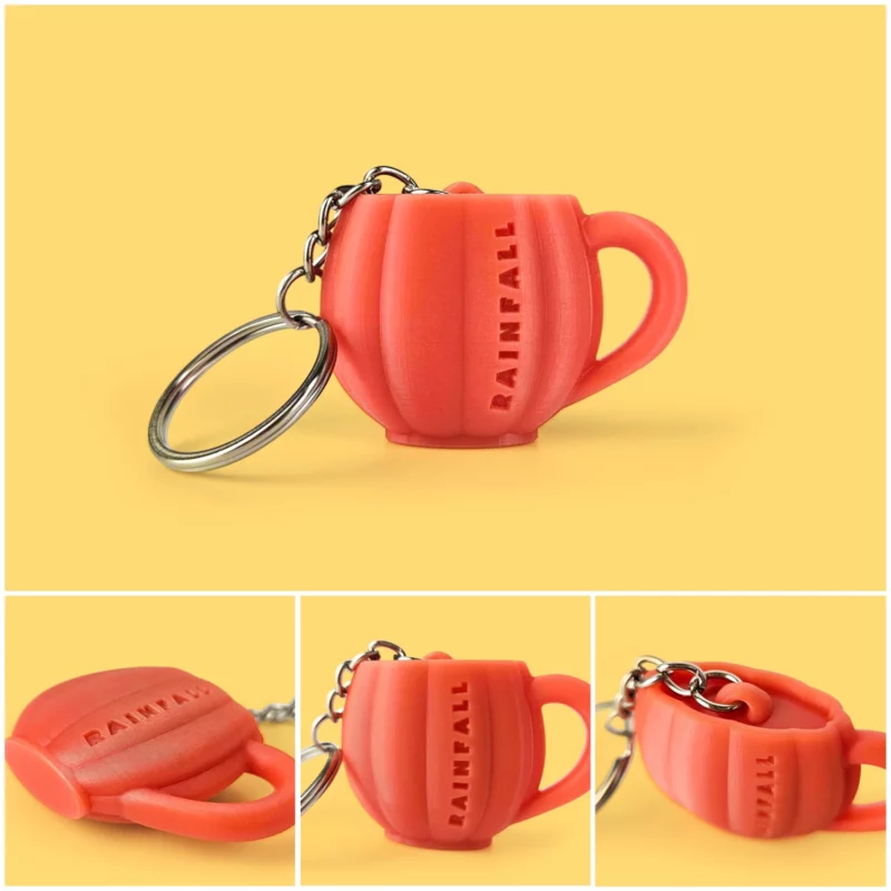 3D keychains, pumpkin cup shape, concave inscriptions, hard resin, Polish manufacturer DECARD