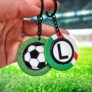 Football rotating keychains, vibrant colors, 3D effect, Polish manufacturer DECARD