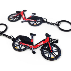 Metal keychain in the shape of a bicycle, vivid colors, slight convexities, Polish manufacturer DECARD