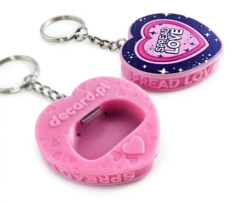 3D bottle opener keychain, hearts, Polish manufacturer DECARD