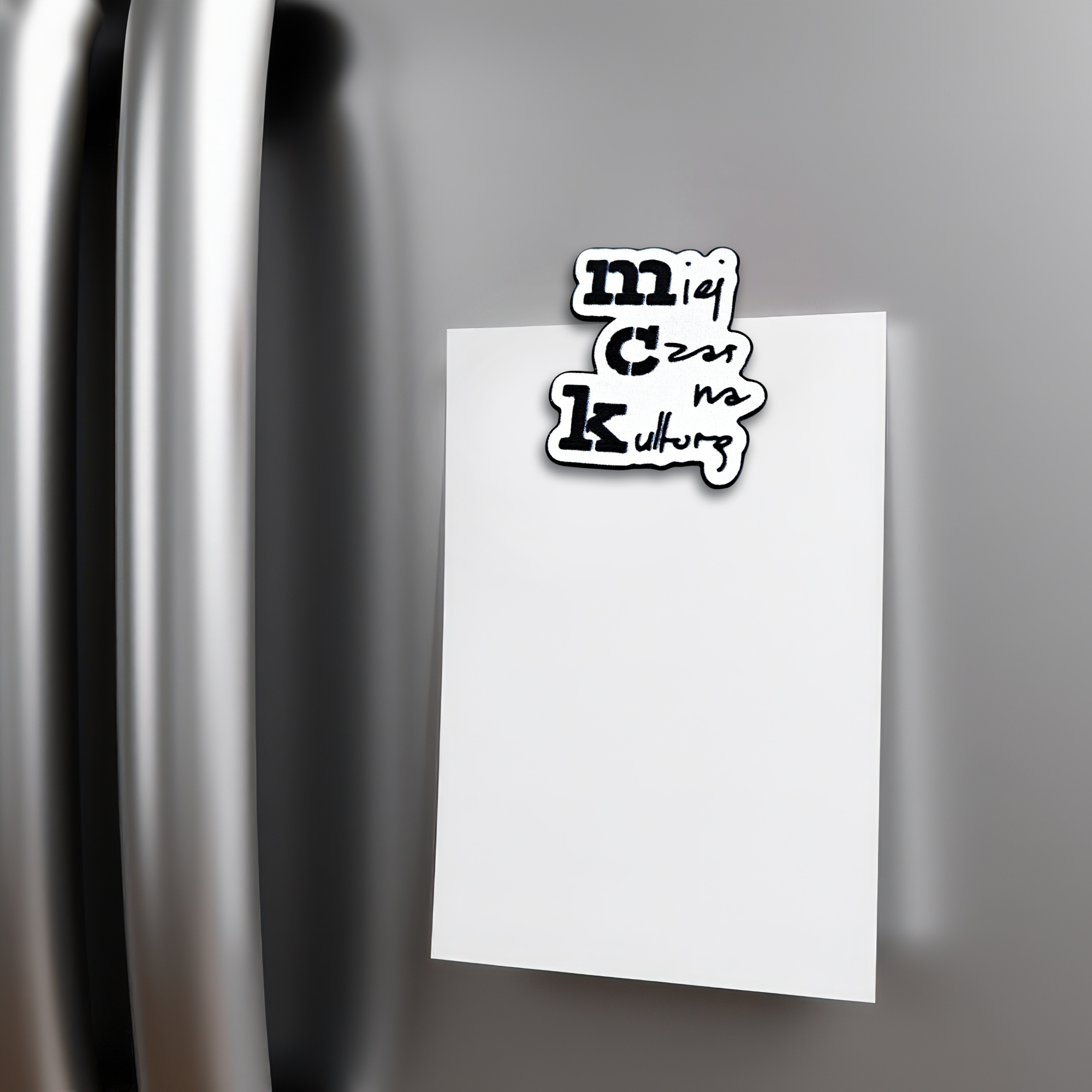 Black and white metal magnet for the Municipal Cultural Center in Gorzów Wielkopolski. Polish manufacturer DECARD