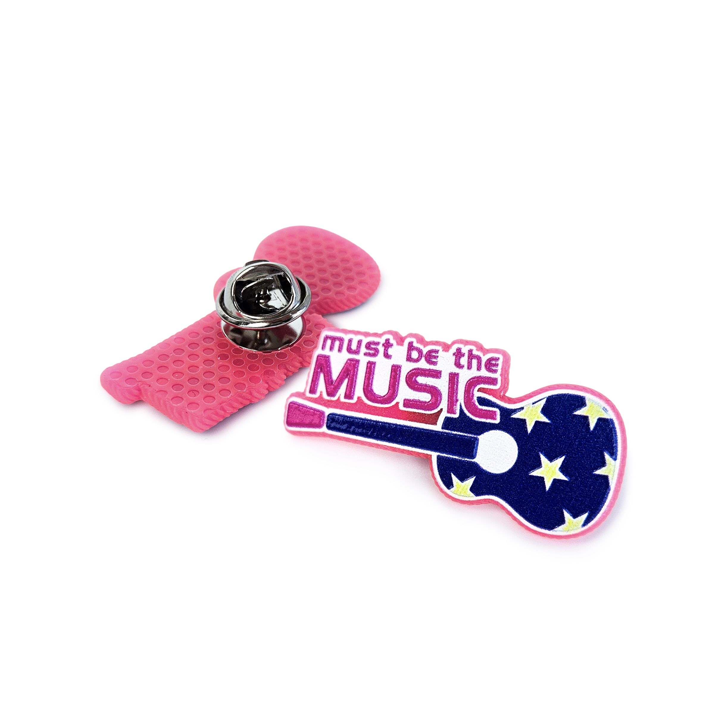 Guitar badge for POLSAT TV, with the must be the music logo, hard resin, vivid colors, Polish manufacturer DECARD