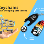 Cart token keychains, resin keychain, metal token, Polish manufacturer DECARD