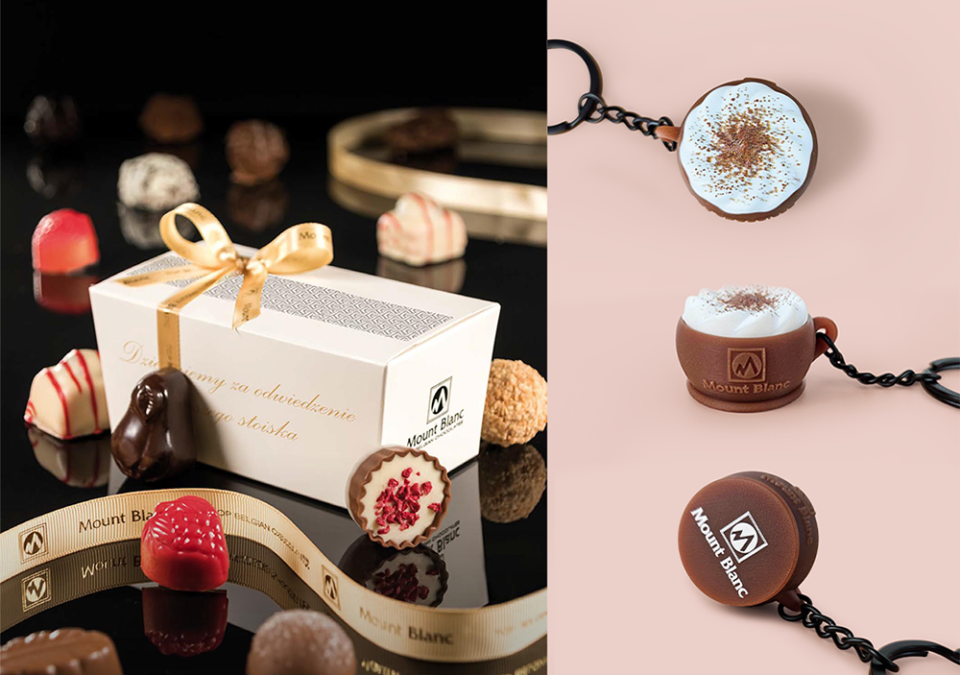 A 3D praline keychain created for Mount Blanc by the Polish manufacturer DECARD