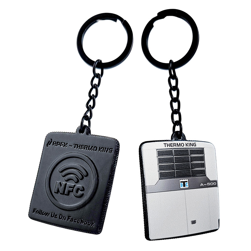 NFC keychains, miniature refrigeration unit, durable and lightweight resin, Polish manufacturer DECARD