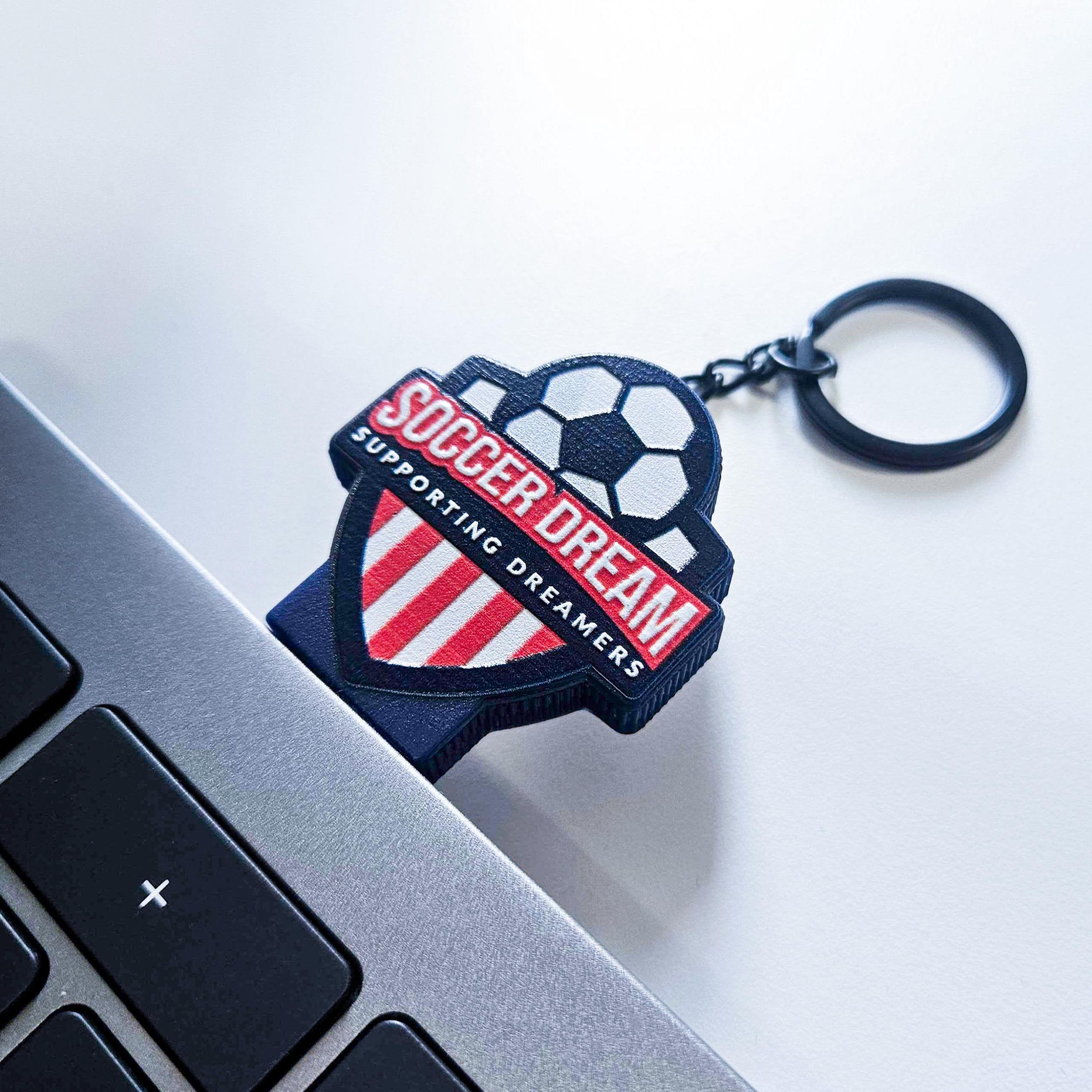 Sport USB flash drive with keychain, club emblem, without a cap, made of hard and lightweight resin, Polish manufacturer DECARD