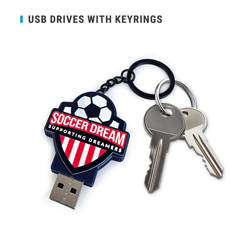 Sport USB flash drive with keychain, club emblem, without a cap, made of hard and lightweight resin, Polish manufacturer DECARD