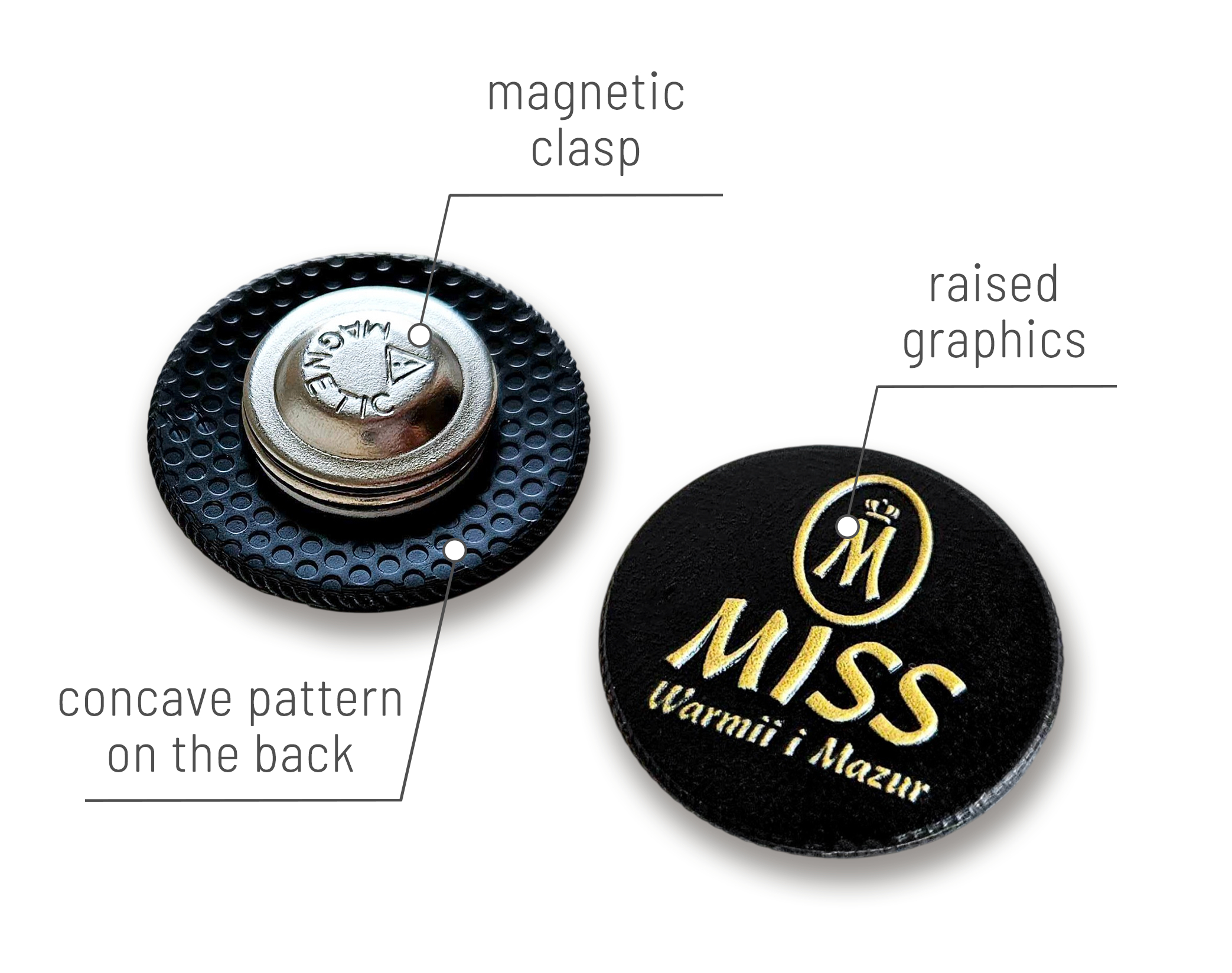 Magnetic pins for the Miss Warmia and Mazury 2025 pageant