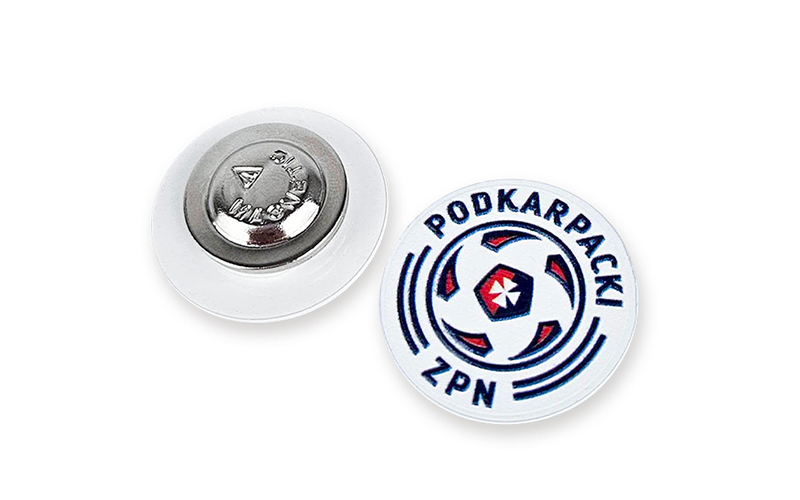 Glossy metal pin for the Podkarpacki Football Association (ZPN), Polish manufacturer DECARD