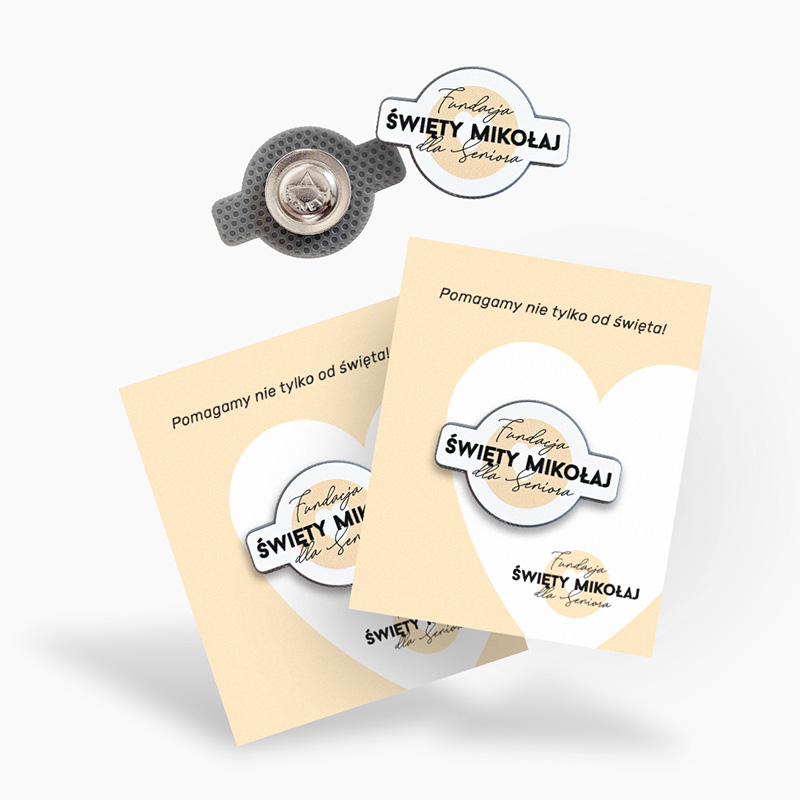 Pins with Custom Card for the Saint Nicholas Foundation for Seniors – Made by Polish Manufacturer DECARD