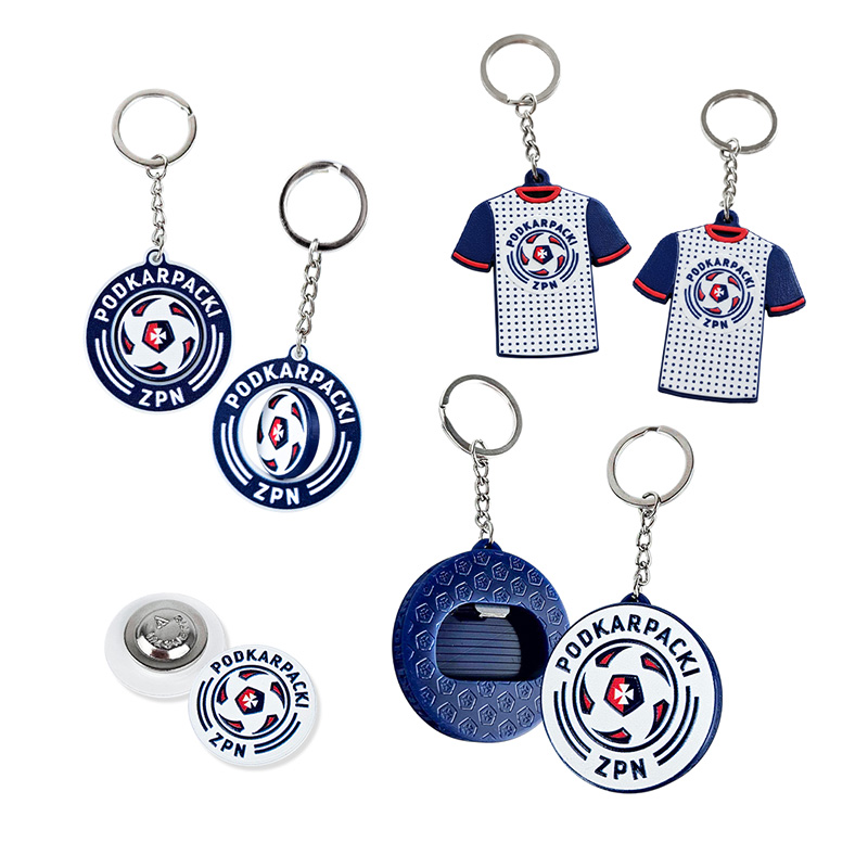 Sports Set for ZPN: keychains, bottle openers, pins, spinning keychains, Polish producer DECARD