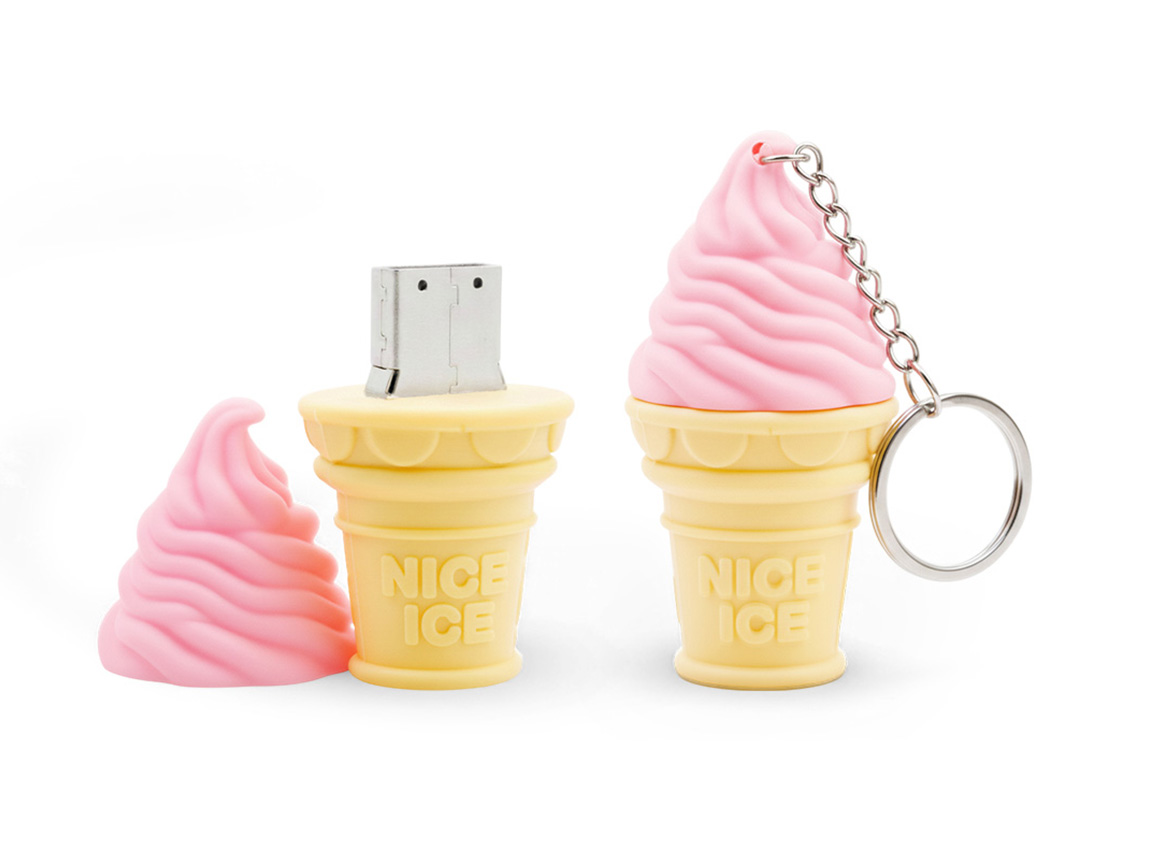 3D ice cream in a cup USB flash drive with keychain, Polish manufacturer DECARD