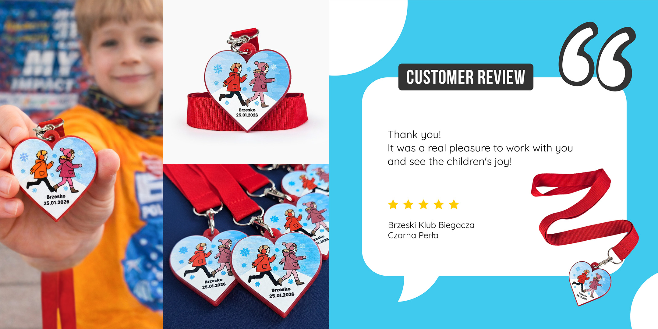 DECARD WOŚP medals for kids, featuring raised colorful design – customer feedback included