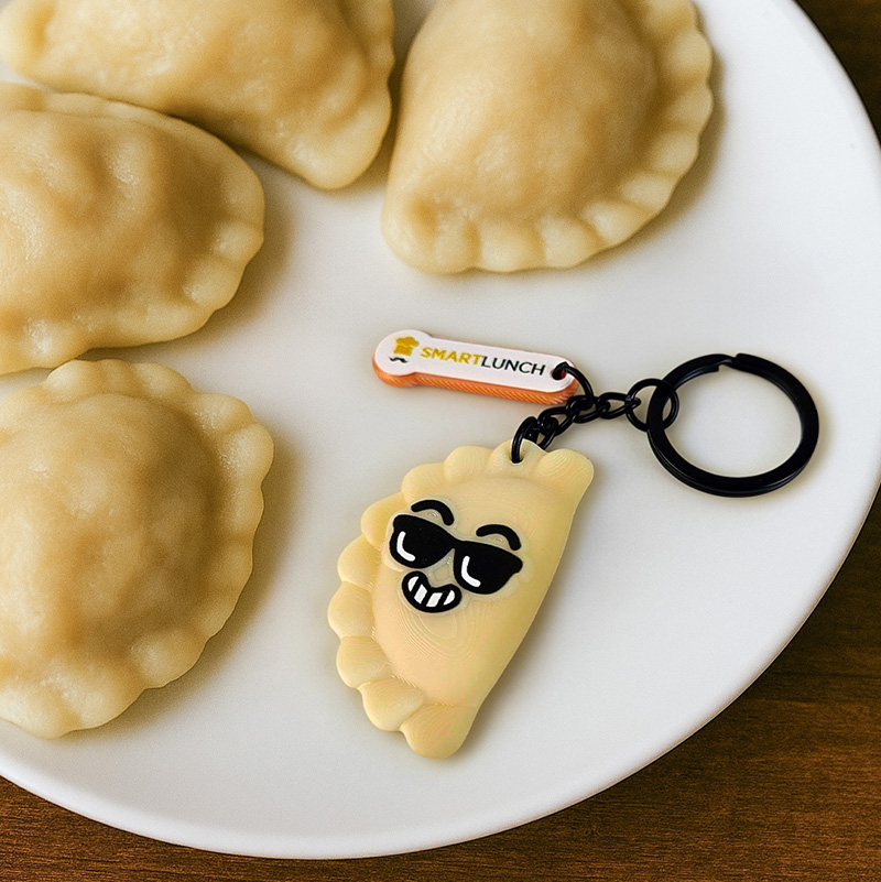 3D keychains, dumplings with a logo pendant, Polish manufacturer DECARD