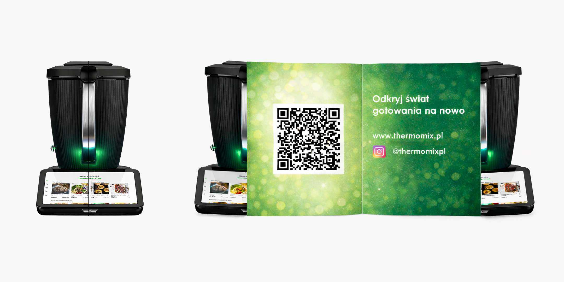NFC keychain with a fold-out business card featuring a QR code, Thermomix Poland