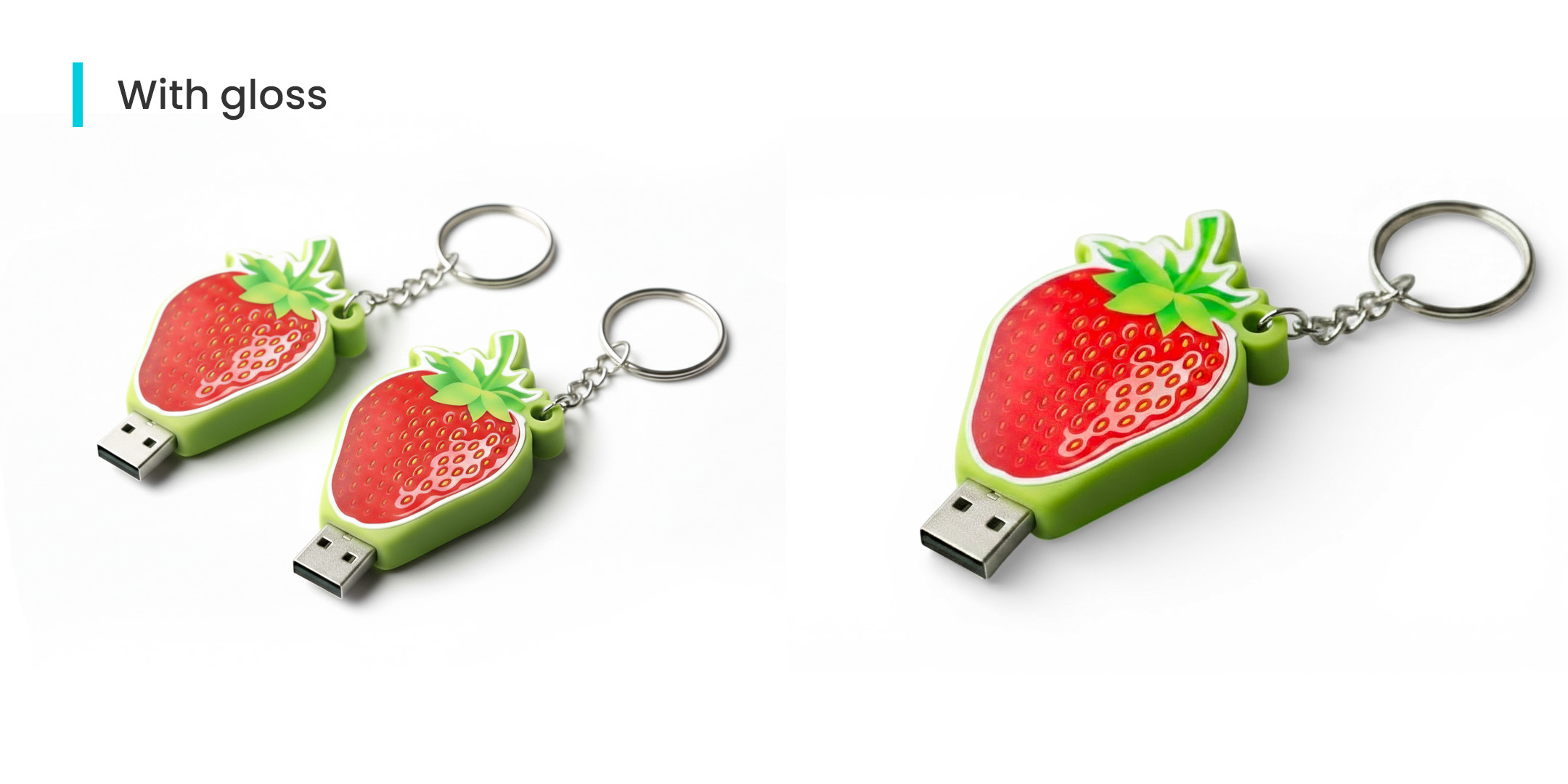USB flash drive keychain with cap – rugby ball, and USB flash drive keychain with cap – ice cream cone, made by the Polish manufacturer DECARD
