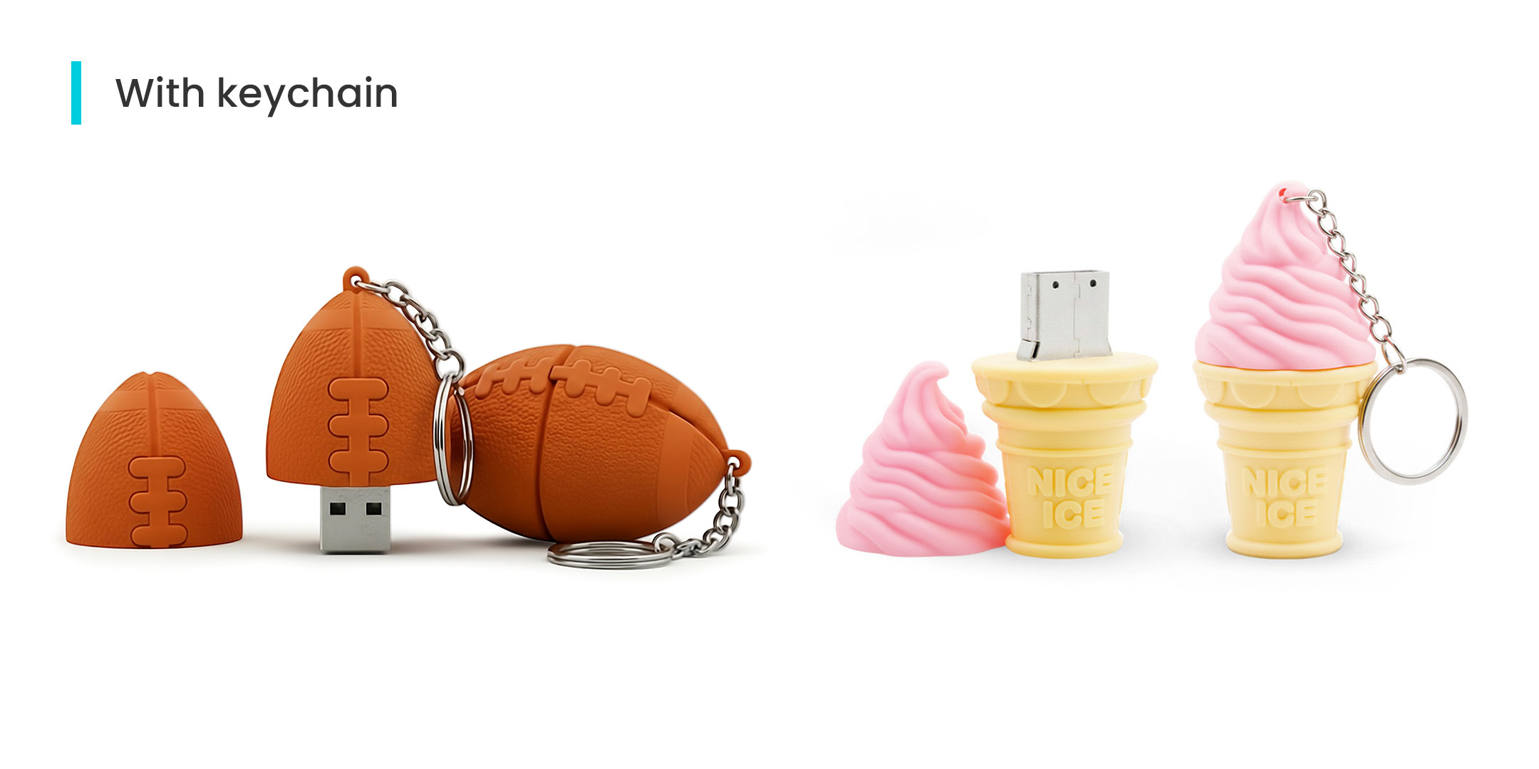 Strawberry-shaped USB flash drive keychain with gloss finish, made by the Polish manufacturer DECARD