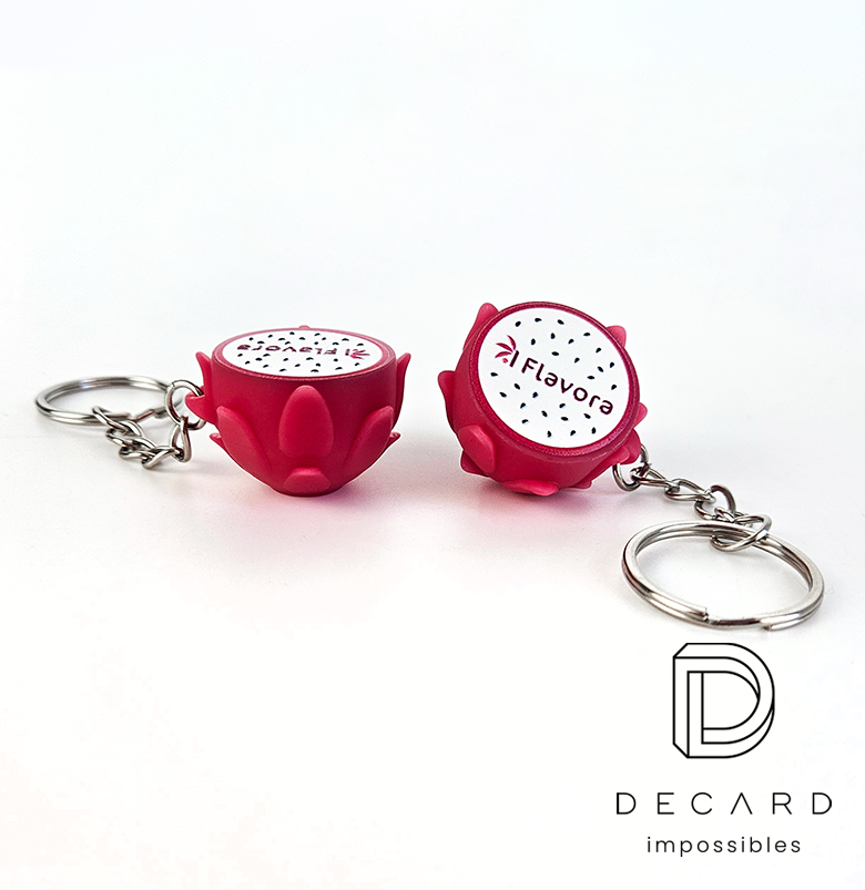 3D dragon fruit keychain, made by the Polish manufacturer DECARD
