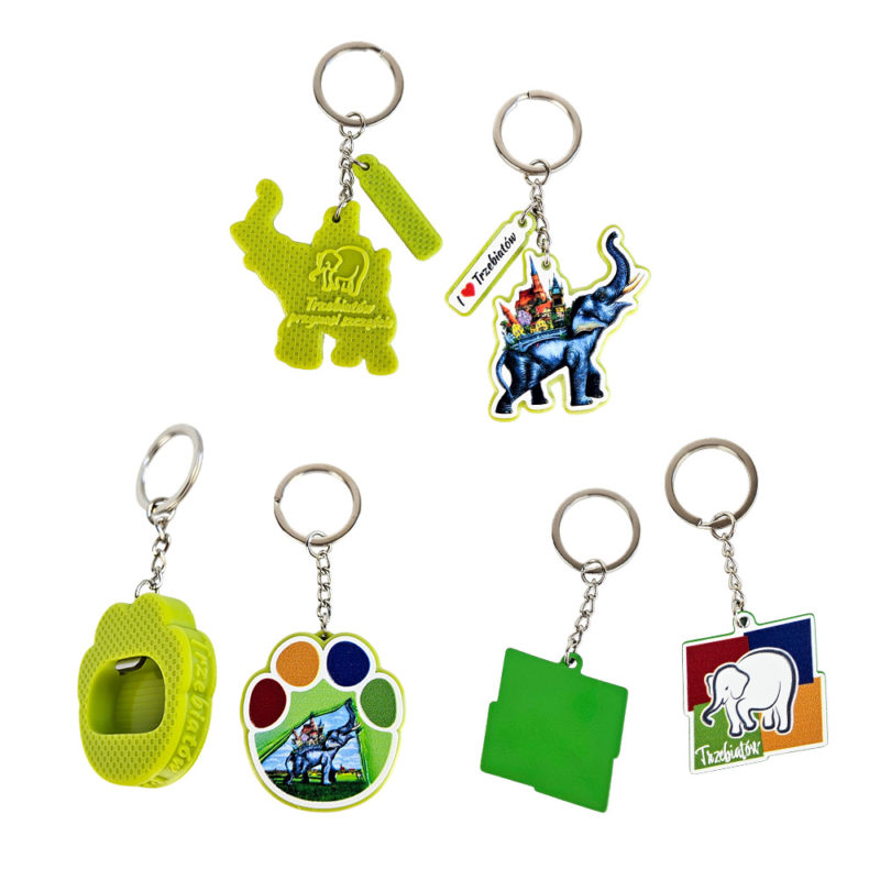 Keychain Set: Elephant Resin Charm, 3D Elephant Paw Bottle Opener Keychain, and Metal Keychain with Elephant Print – Made by Polish Manufacturer DECARD