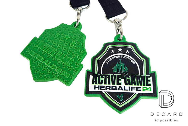ACTIVE GAME HERBALIFE medals made of durable resin, featuring 3D engraving, manufactured by DECARD, a Polish producer