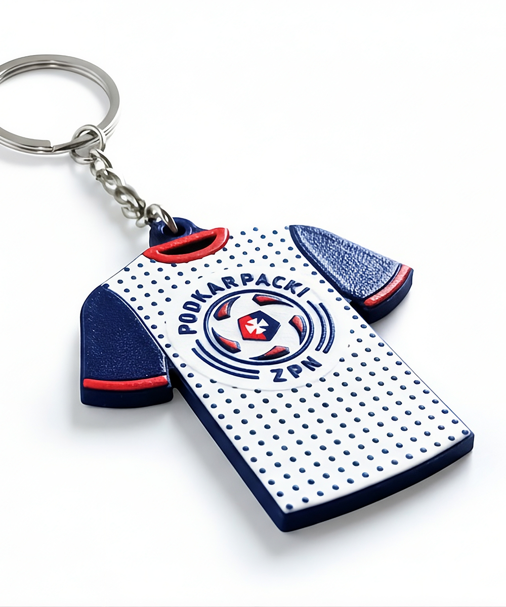 Sports keychain in the shape of a ZPN jersey, made by the Polish manufacturer DECARD