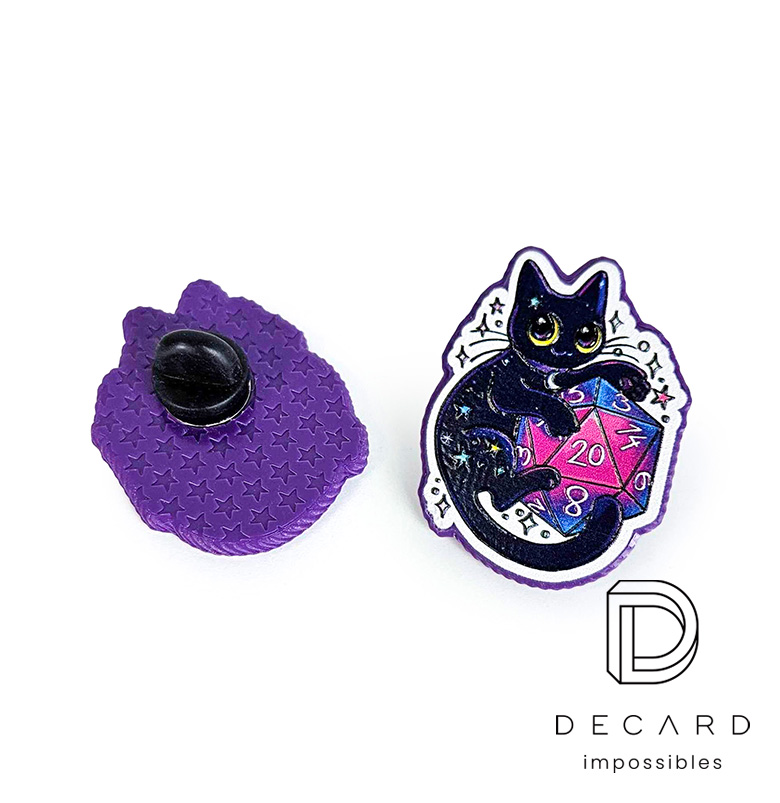 Cat Pin, Black Rubber Clutch, Made by Polish Manufacturer DECARD