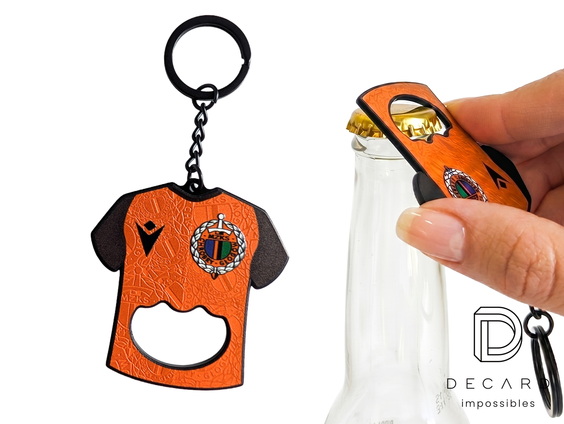 Keychain in the shape of a club shirt, with a bottle opener function, made by Polish manufacturer DECARD