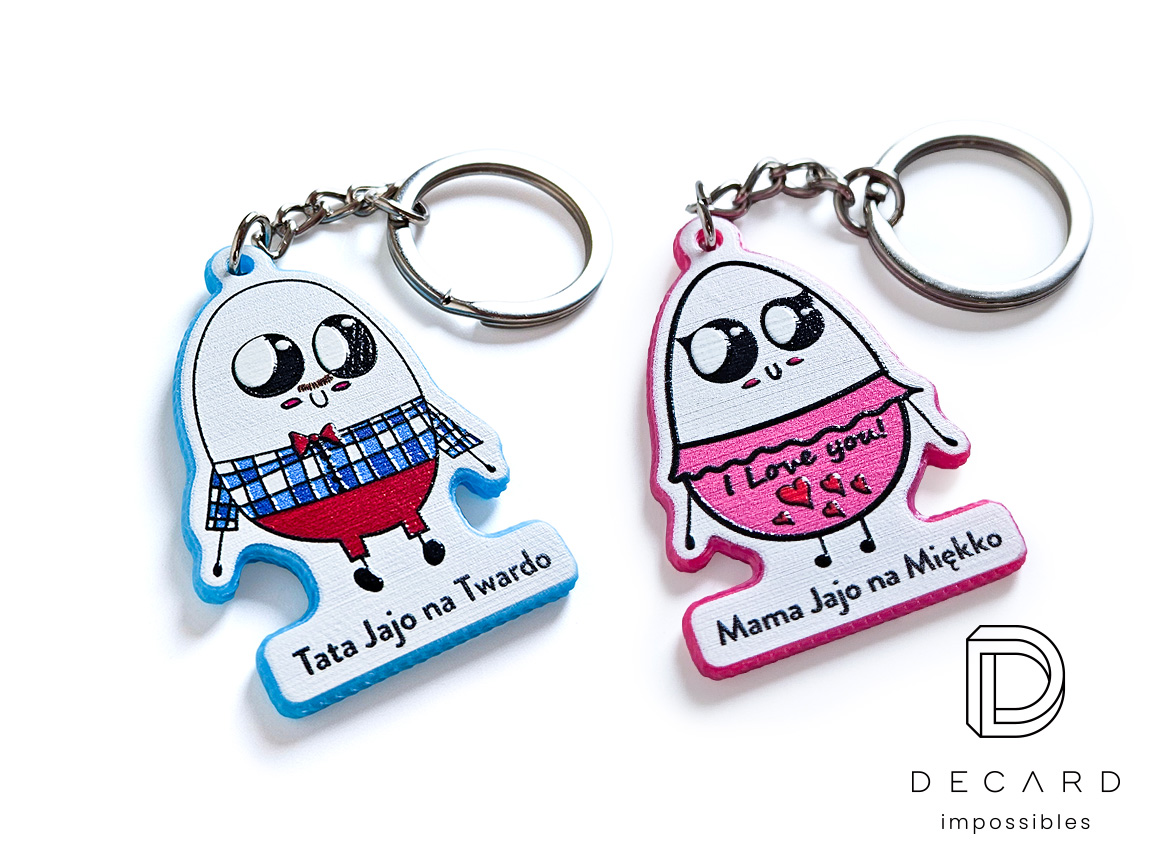 Egg Family Keychains. Hard resin, made by Polish manufacturer DECARD
