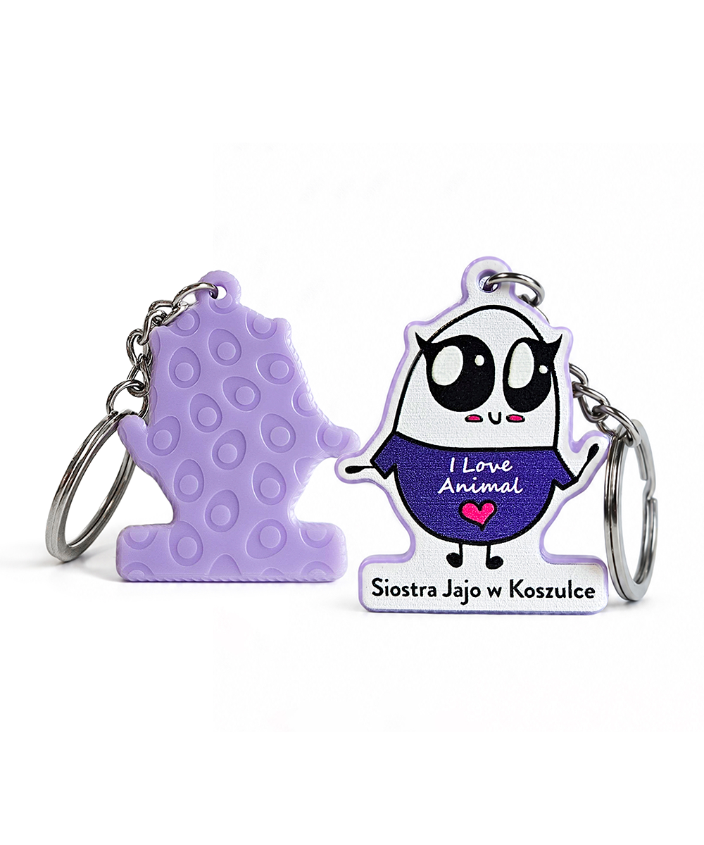 Keychain Sister Egg in a T-Shirt – a character from the Suflidowo brand, made by Polish manufacturer DECARD