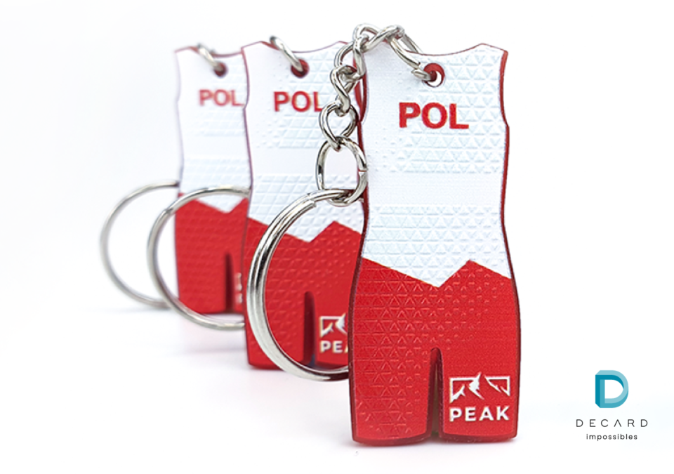 Personalizowany brelok do kluczy, sportowy, producent DECARD