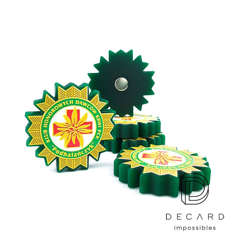 Magnesy przestrzenne 3D, z twardej żywicy, oryginalny kształt, żywe kolory, wypukła grafika 3D, eleganckie wykończenia, polski producent DECARD
