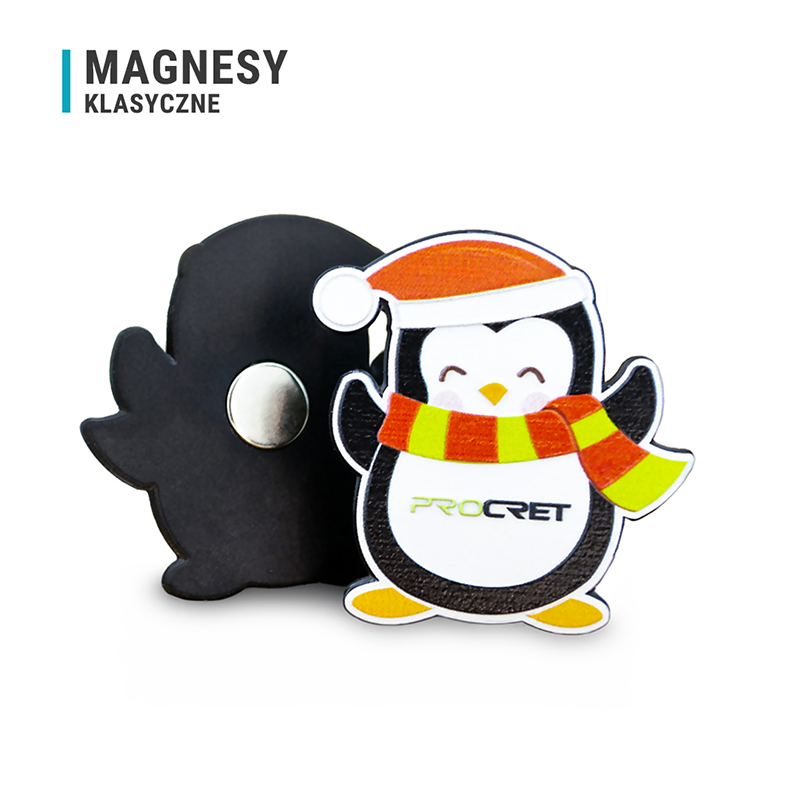 Magnesy klasyczne, twarda żywica, świąteczne pingwinki, żywe kolory, wypukła grafika 3D, polski producent DECARD