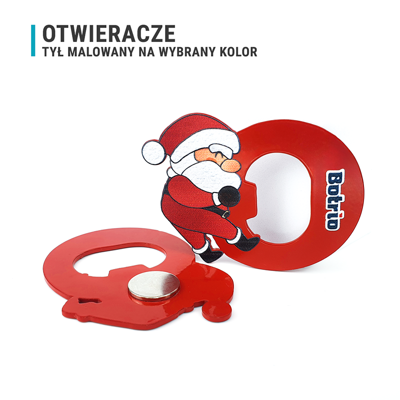 Otwieracz świąteczny z magnesem, Mikołaj, metalowy, polski producent DECARD