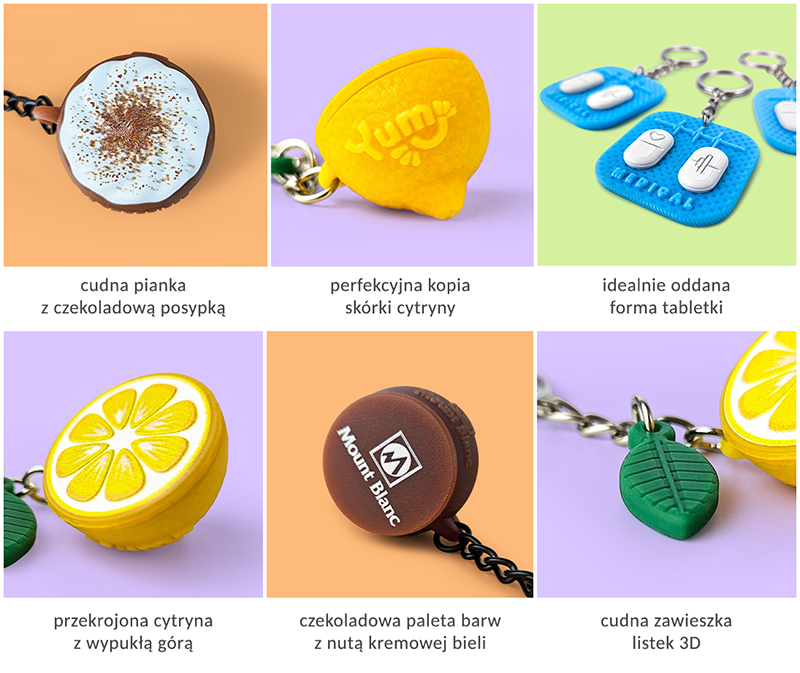 Breloki 3D z wypukłymi detalami, polski producent DECARD