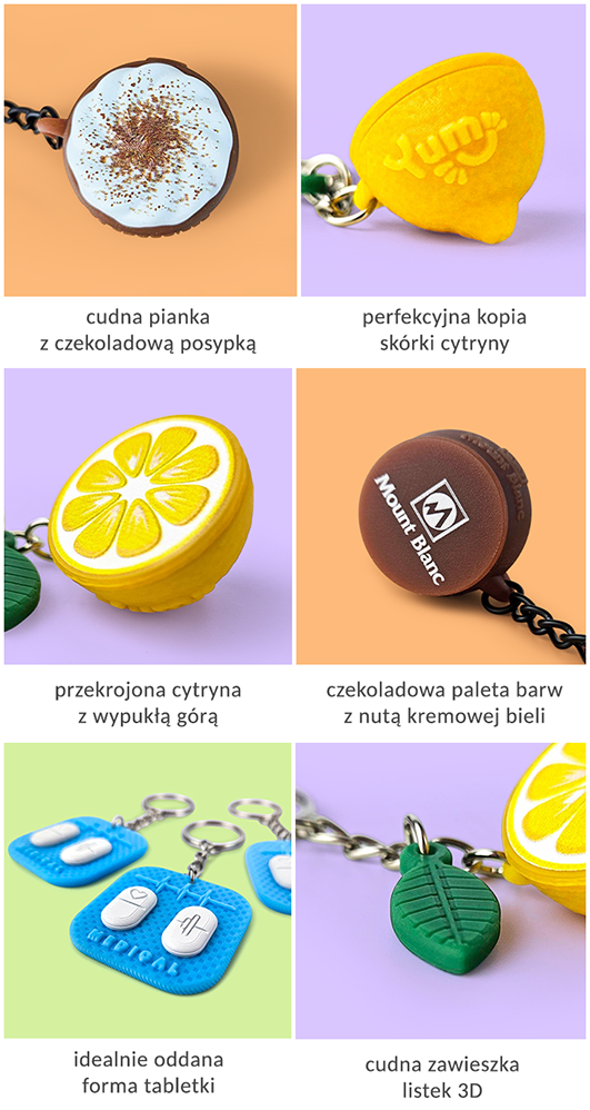 Breloki 3D z wypukłymi detalami, polski producent DECARD
