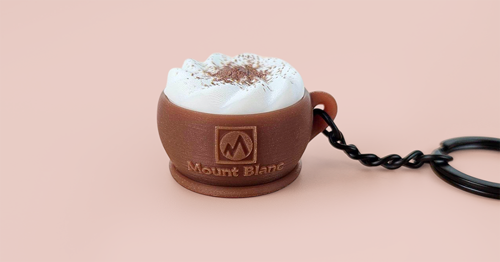 Brelok 3D, pralinka Mount Blanc, żywe kolory, wypukłe logo, polski producent DECARD