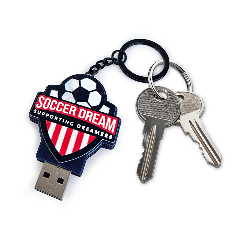 Pendrive z brelokiem do kluczy, twarda żywica, kształt herbu klubu sportowego, polski producent DECARD