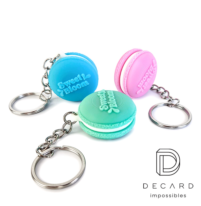 Breloki 3D makaroniki, żywe pastelowe kolory, twarda żywica, polski producent DECARD
